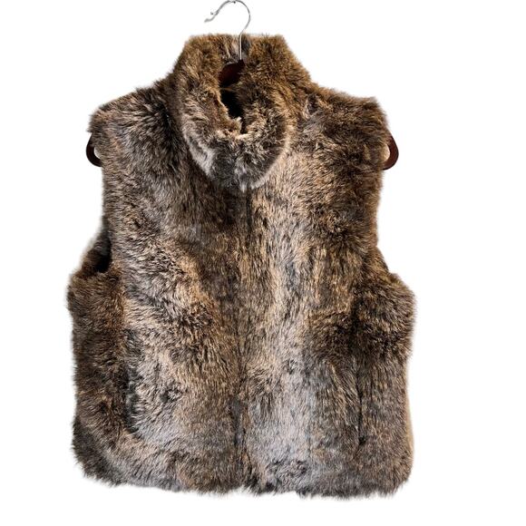 Blassport Women's Brown Faux Fur Collared Zip Front Reversible Vest Size Small - Picture 3 of 15